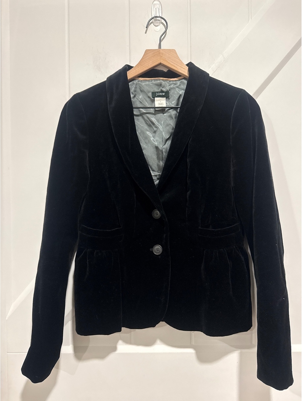 J.Crew Black Velvet Peplum Blazer Jacket, Size 4
